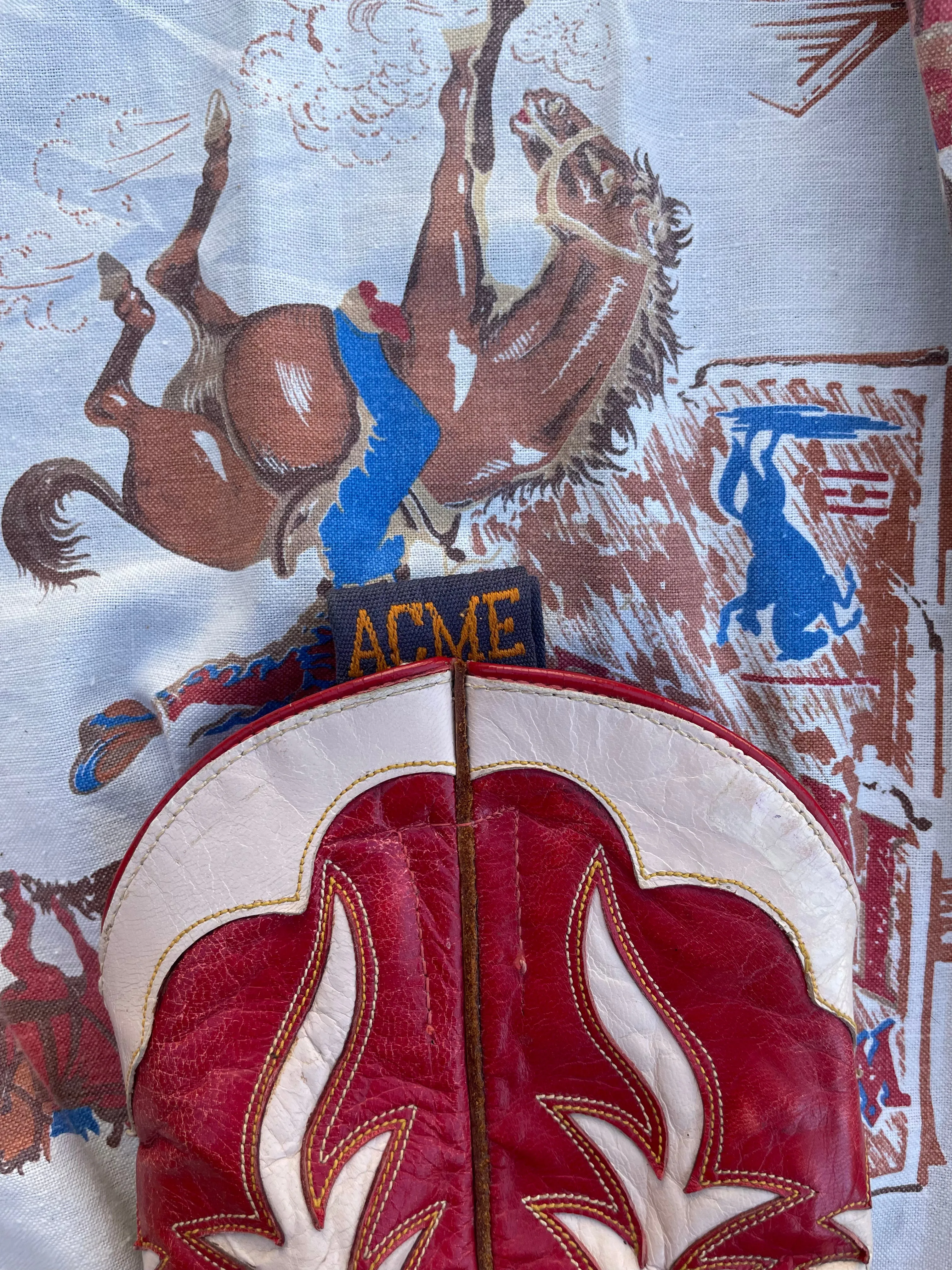 1940s Acme Red Leather Inlay PeeWee Boots