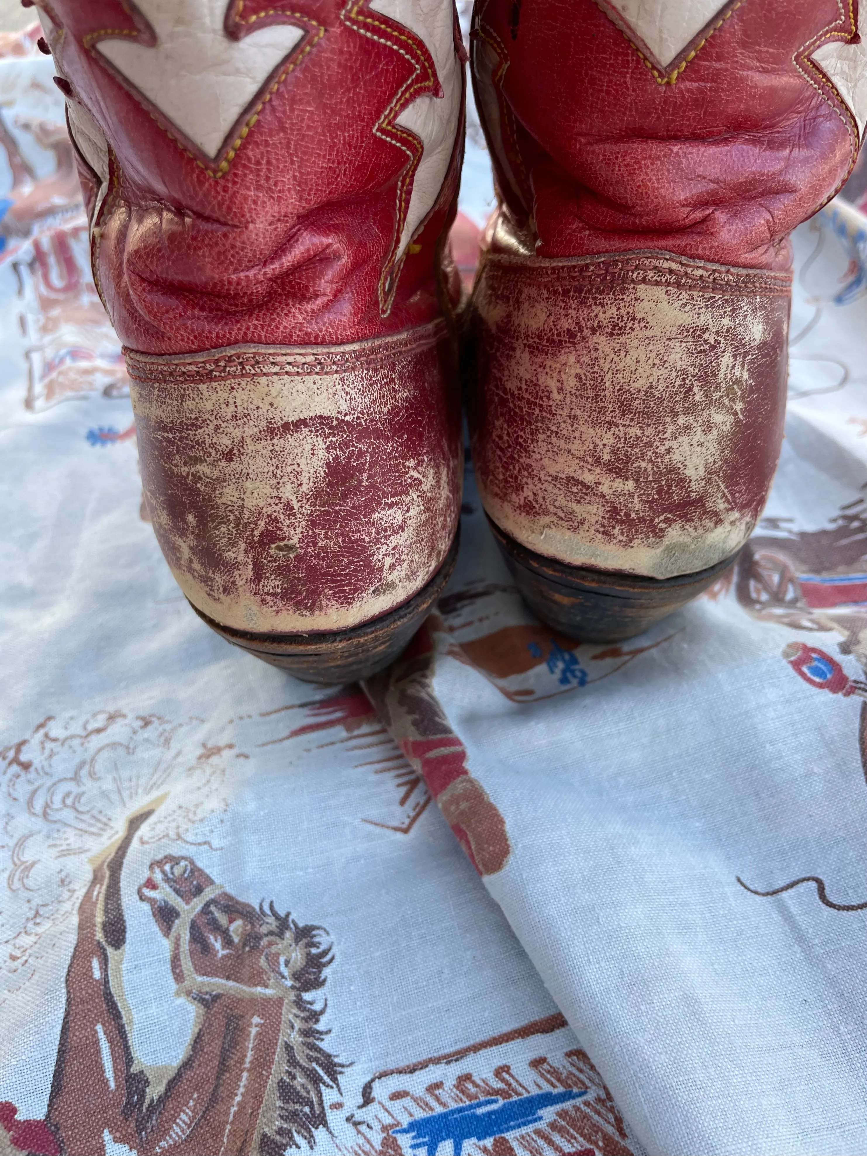 1940s Acme Red Leather Inlay PeeWee Boots