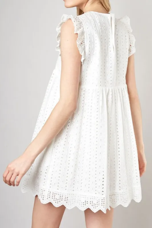 All Eyes On You Eyelet Romper With Pockets