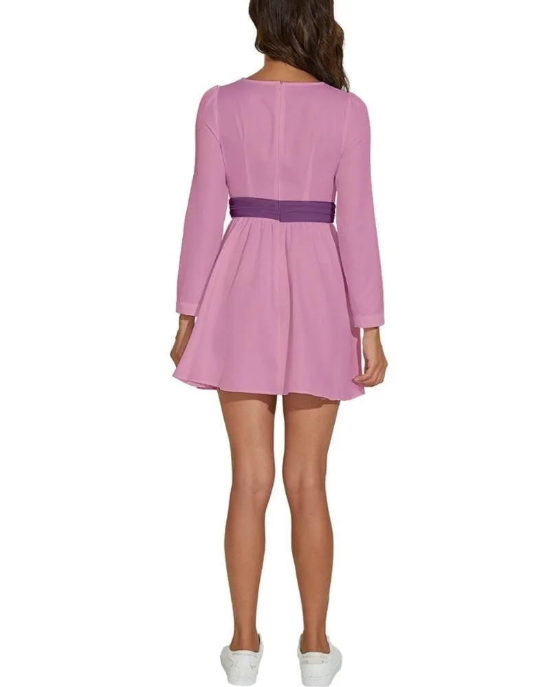 Antina Pink Long Sleeve Chiffon Dress