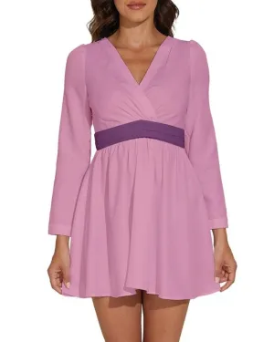 Antina Pink Long Sleeve Chiffon Dress