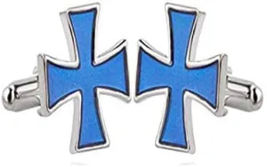 Aport Presents Cufflinks Jewellery Cross Shape Metal Blue Cufflinks for Unisex #Aport-351