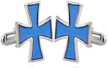 Aport Presents Cufflinks Jewellery Cross Shape Metal Blue Cufflinks for Unisex #Aport-351