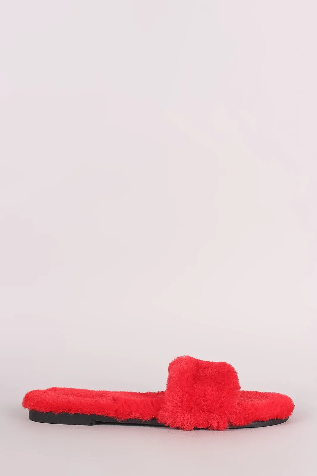 Bamboo Faux Fur Single Wide Band Slip-On Sandal