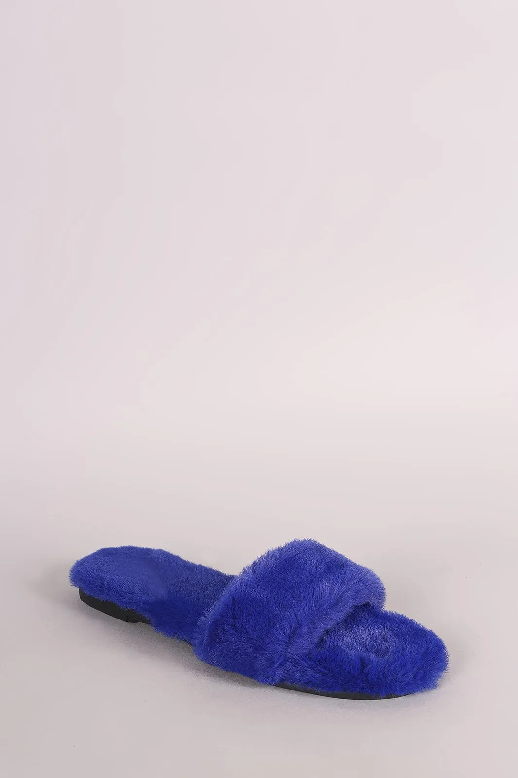 Bamboo Faux Fur Single Wide Band Slip-On Sandal