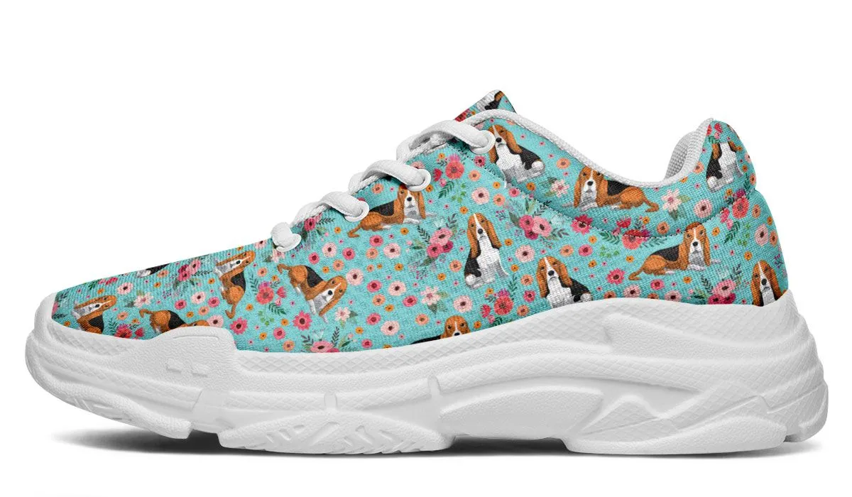 Basset Hound Flower Chunky Sneakers