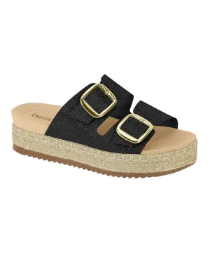 BEIRA RIO WOMEN SLIDERS WITH BUCKLE AND RUFFA DETAILING