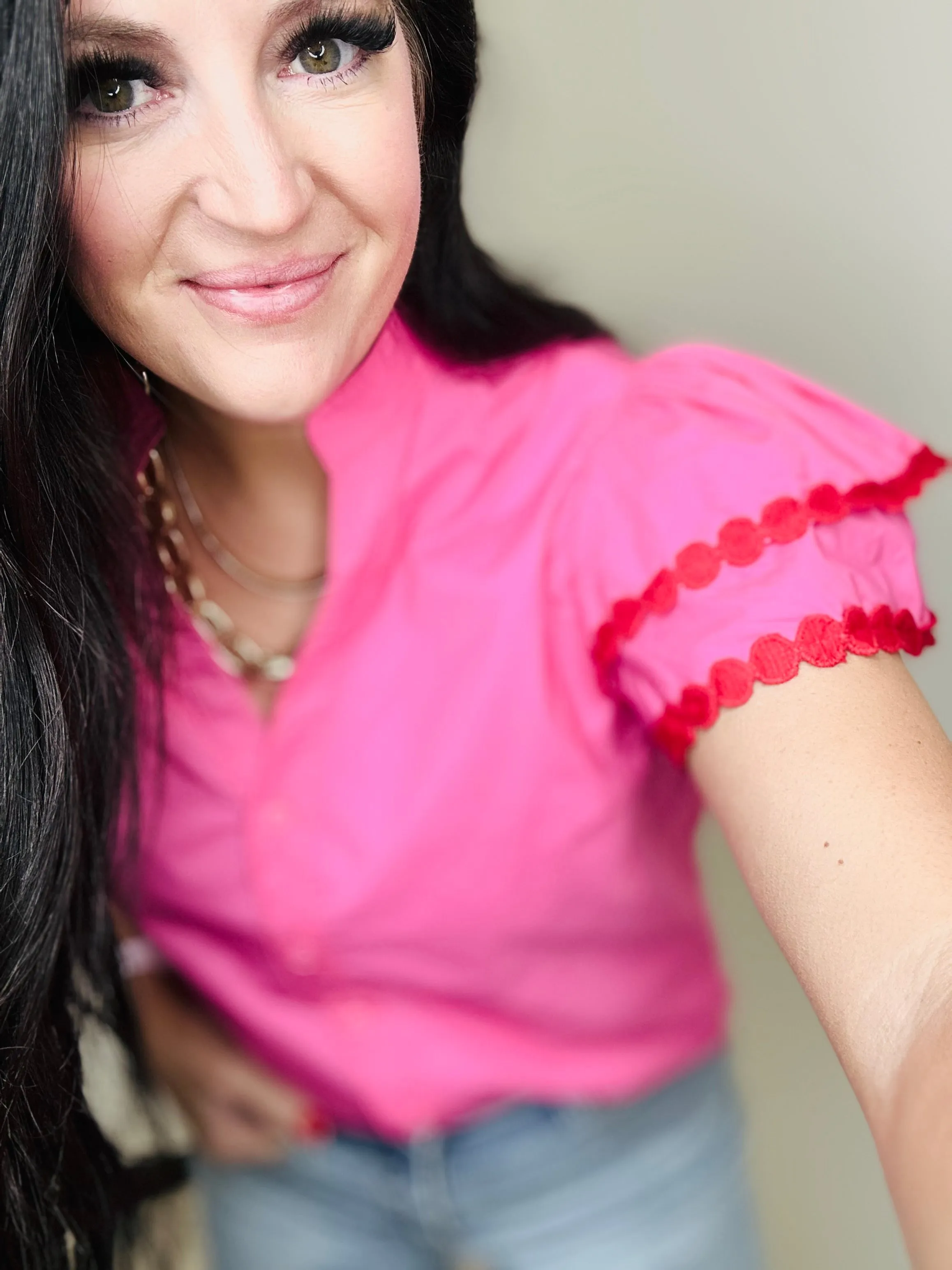 Blair Pink Ruffle Sleeve Blouse