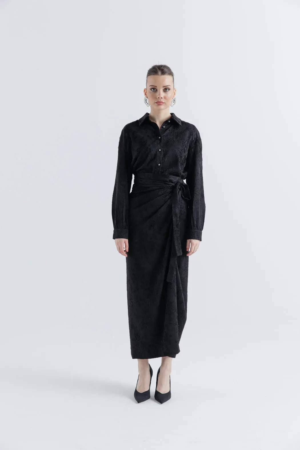 Chic Textured Wrap Skirt