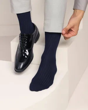 Cotton Deep Navy Jacquard Socks - Thai