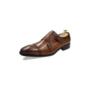 Croc-Embossed Veltique Monk Shoes