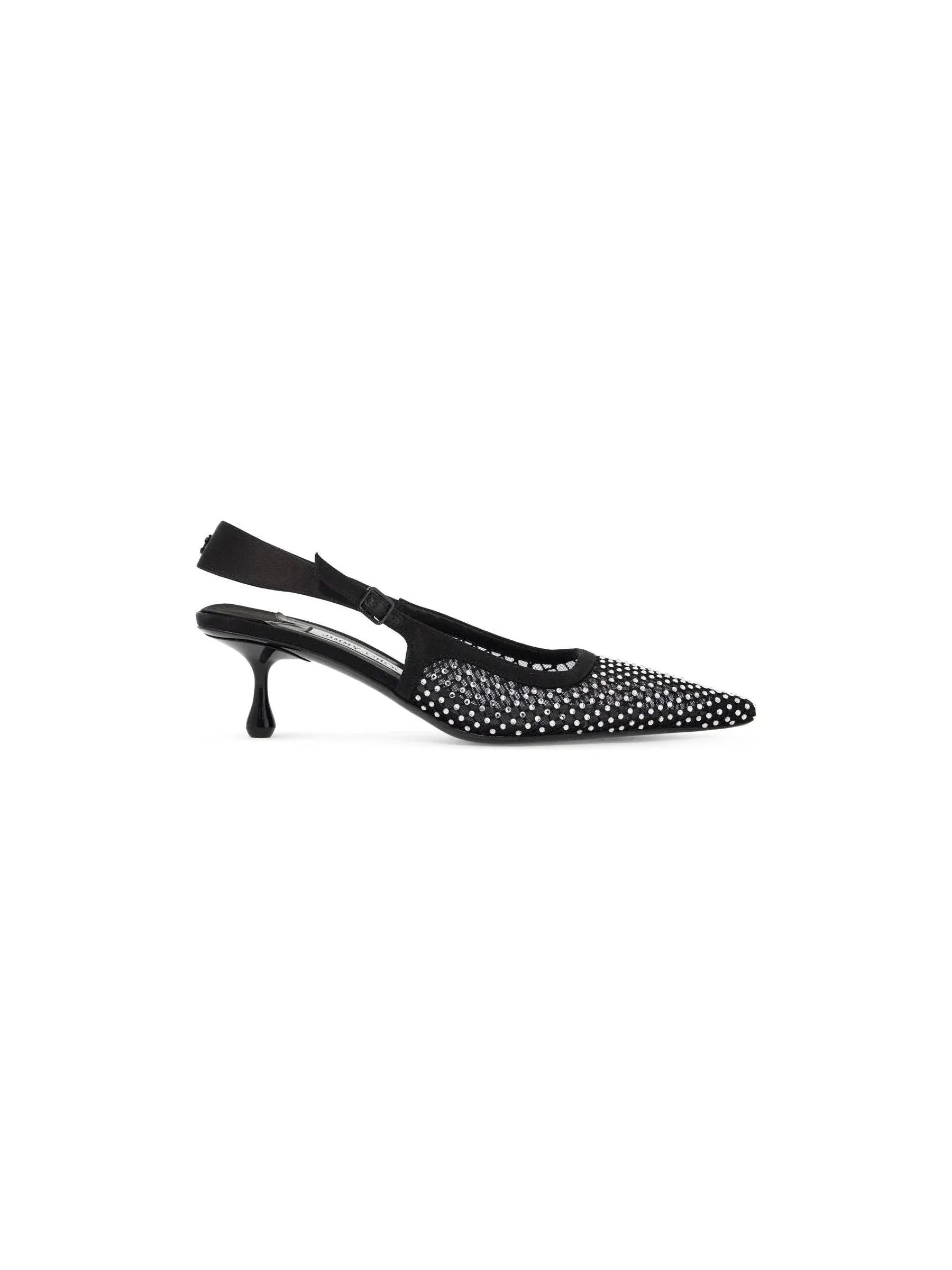 Crystal Mesh Satin Slingback Pumps