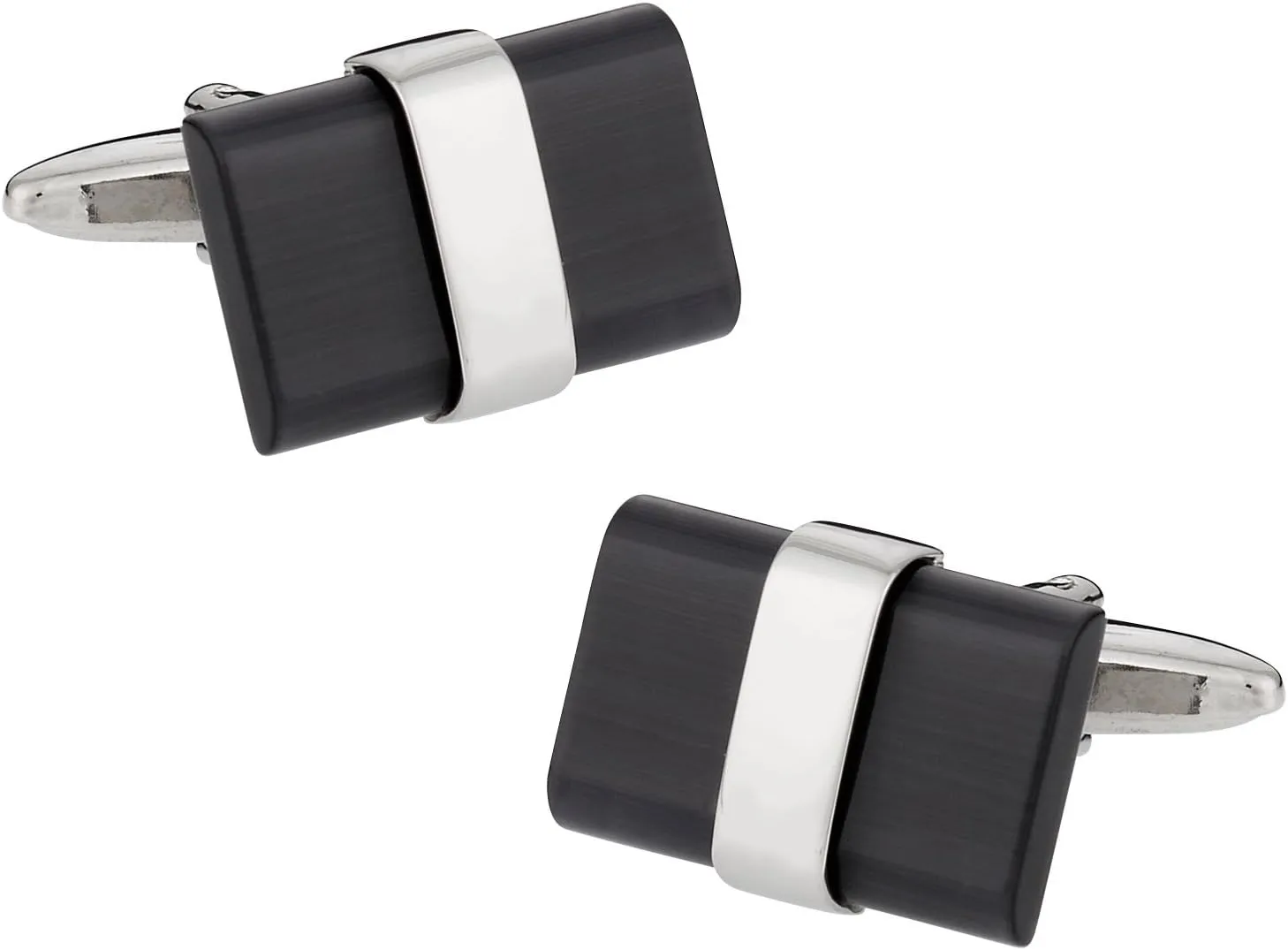 Cuff-Daddy Banded Black Cufflinks with Presentation Box