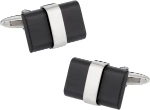 Cuff-Daddy Banded Black Cufflinks with Presentation Box