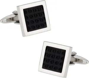 Cuff-Daddy Black Crystal Grid Cufflinks with Presentation Box