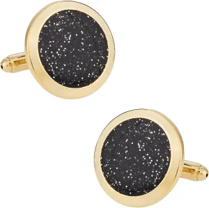 Cuff-Daddy Black Diamond Dust Gold Cufflinks Cuff Links with Presentation Box