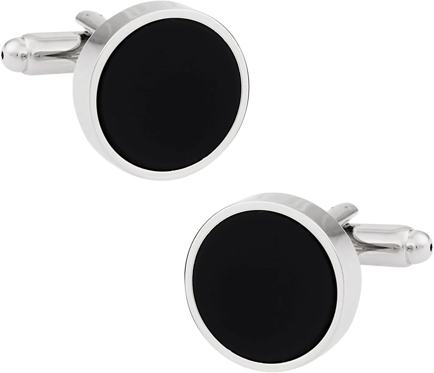 Cuff-Daddy Black Enamel Cufflinks Silver-Tone with Presentation Box