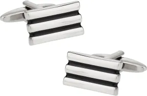 Cuff-Daddy Black Silvertone Lined Cufflinks with Presentation Box