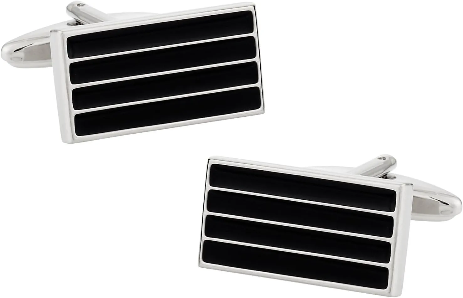 Cuff-Daddy Enamel Black Bar Cufflinks with Presentation Box