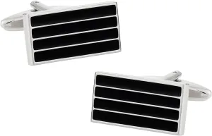 Cuff-Daddy Enamel Black Bar Cufflinks with Presentation Box