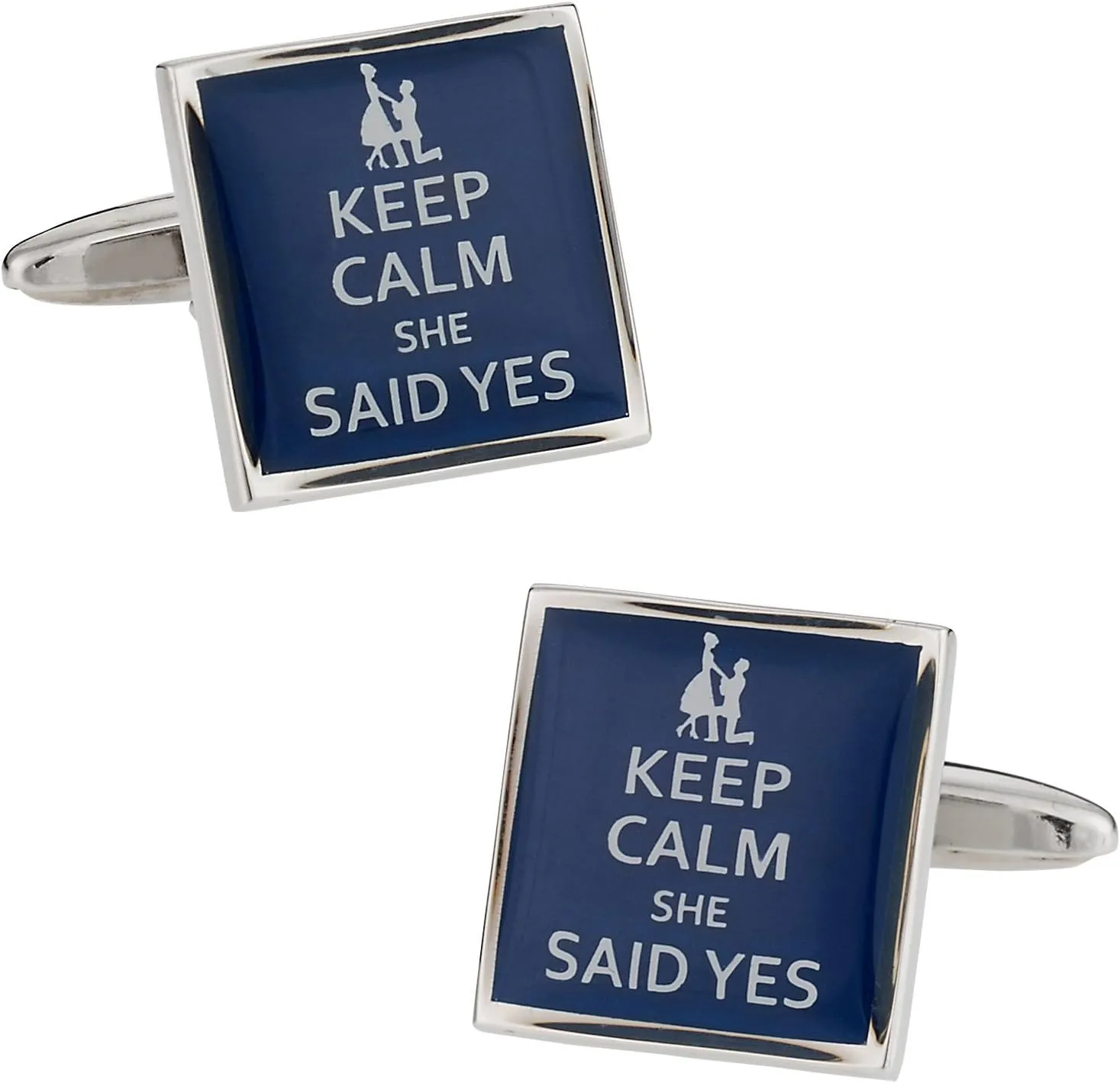 Cuff-Daddy Keep Calm She Said Yes Wedding Cufflinks with Mens Travel Presentation Gift Box Novelty Funny Cuff Links