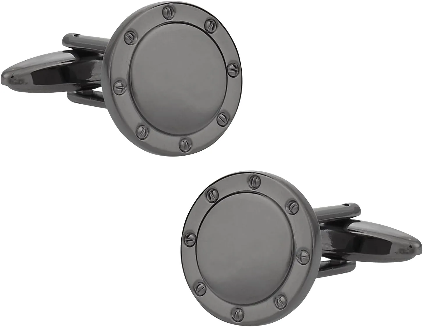 Cuff-Daddy Port Hole Gunmetal Tone Cufflinks with Presentation Box