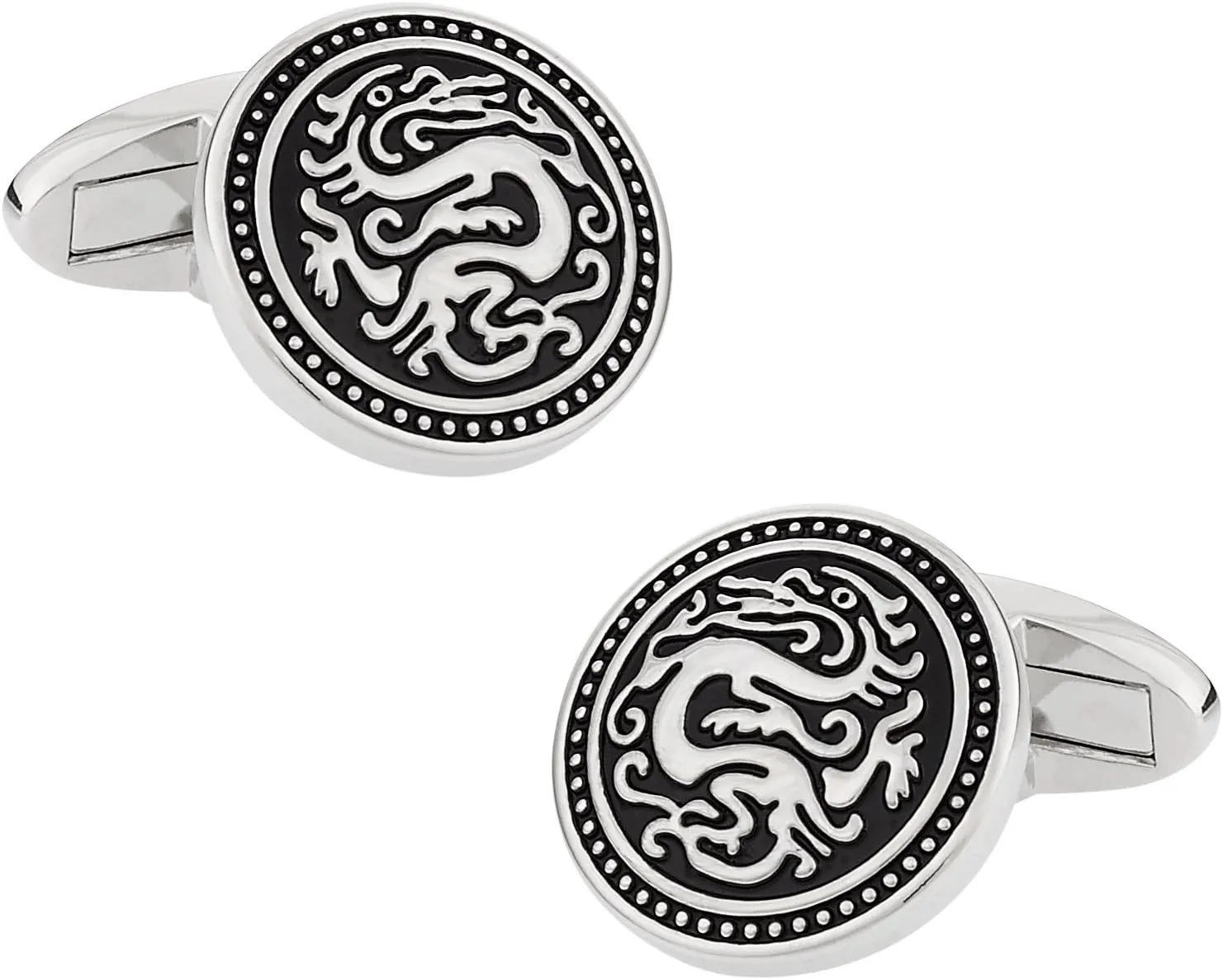 Cuff-Daddy Silver Chinese Dragon Cufflinks with Presentation Box