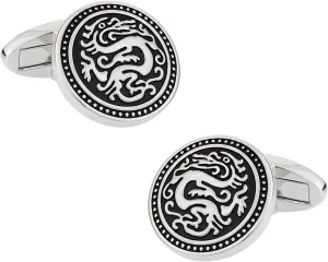 Cuff-Daddy Silver Chinese Dragon Cufflinks with Presentation Box