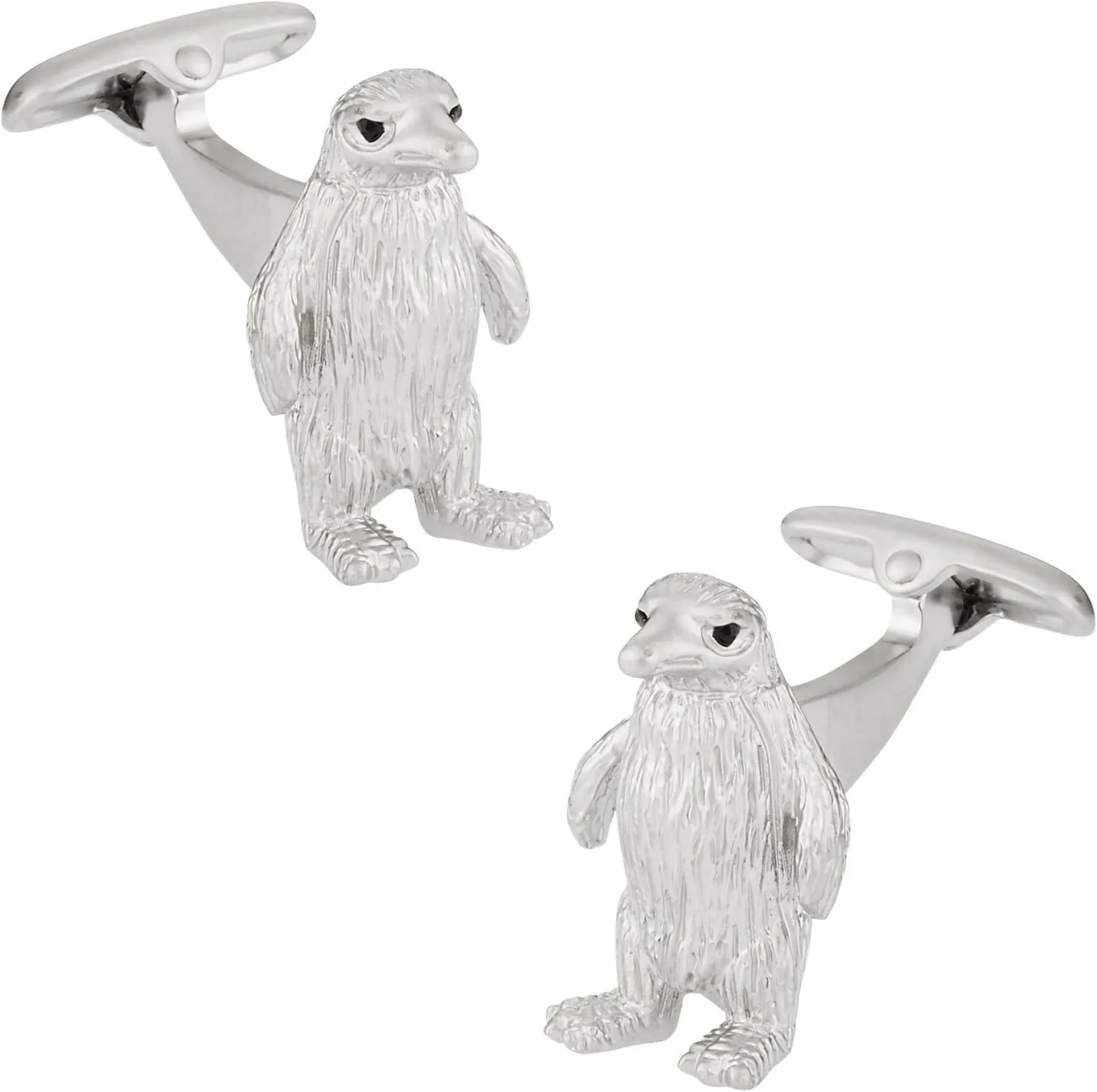 Cuff-Daddy Silver Penguin Cufflinks with Crystal Eyes with Travel Presentation Gift Box