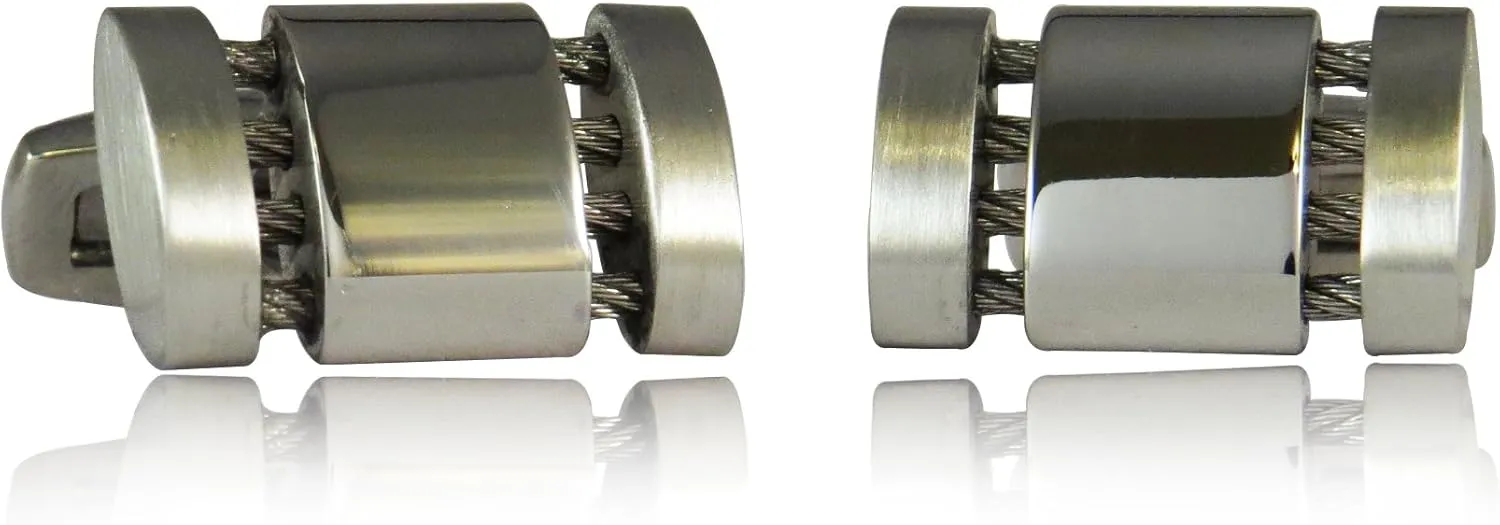 Cuff-Daddy Stainless Steel Cufflinks with Cables with Presentation Box