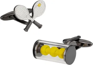 Cuff-Daddy Tennis Racquet and Balls Cufflinks with Presentation Box