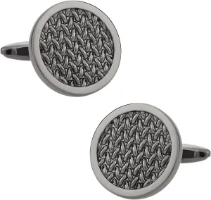 Cuff-Daddy Woven Cufflinks in Gunmetal Tone with Presentation Box