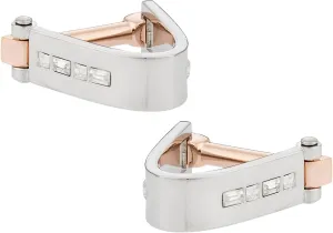 Cuff-Daddy Wrap Around Cufflinks - Crystal Two-Tone with Presentation Box