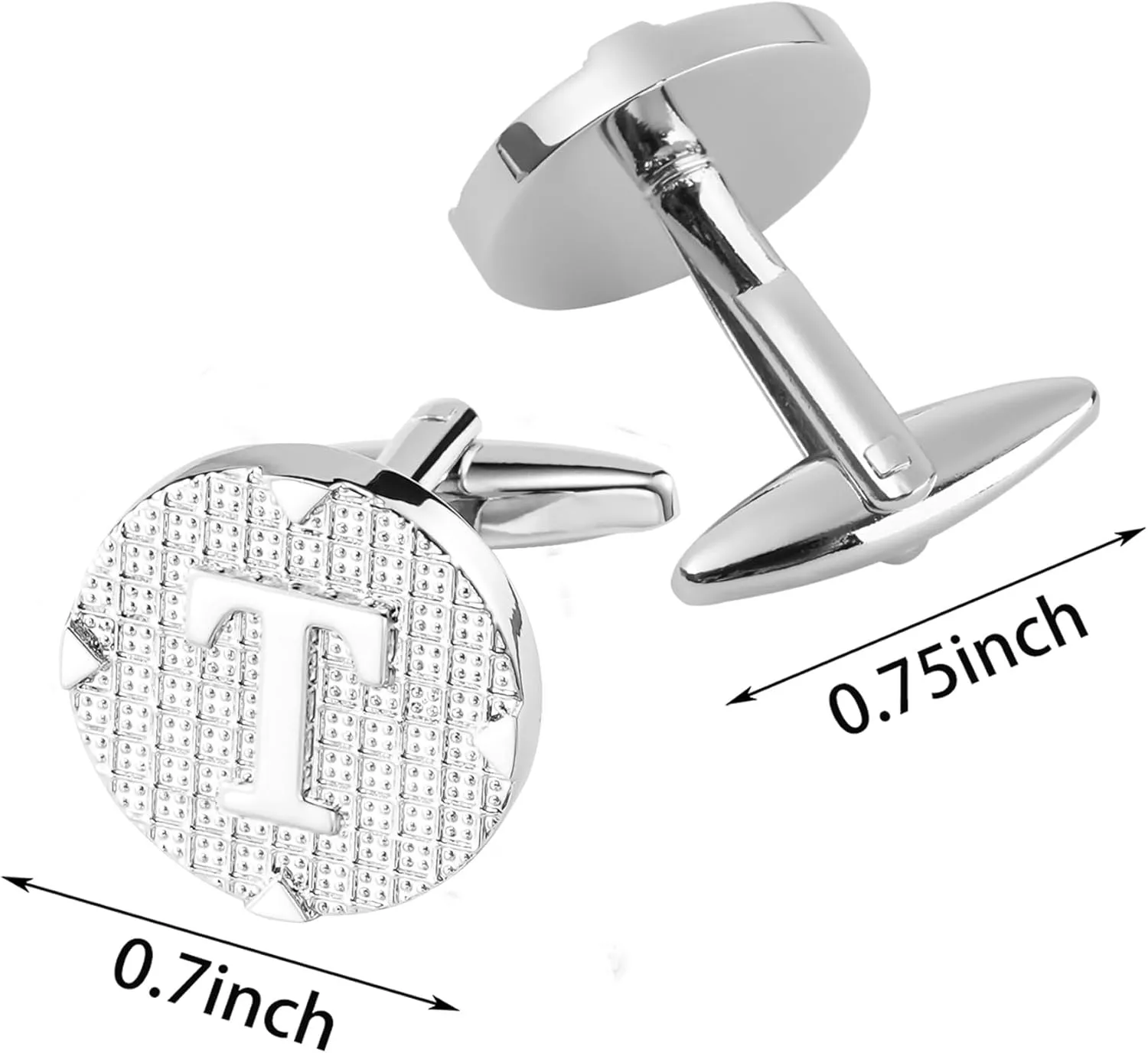 Cufflinks for Men Stainless Steel Cufflinks Classic Initial Cufflink Engraved Silver Cuff Links Alphabet Letter A-Z with Gift Box