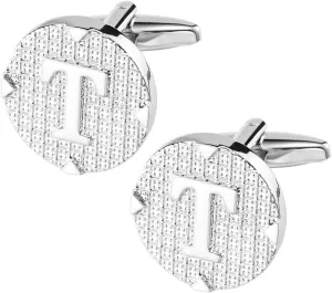 Cufflinks for Men Stainless Steel Cufflinks Classic Initial Cufflink Engraved Silver Cuff Links Alphabet Letter A-Z with Gift Box