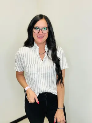 Deb Black & White Striped Blouse