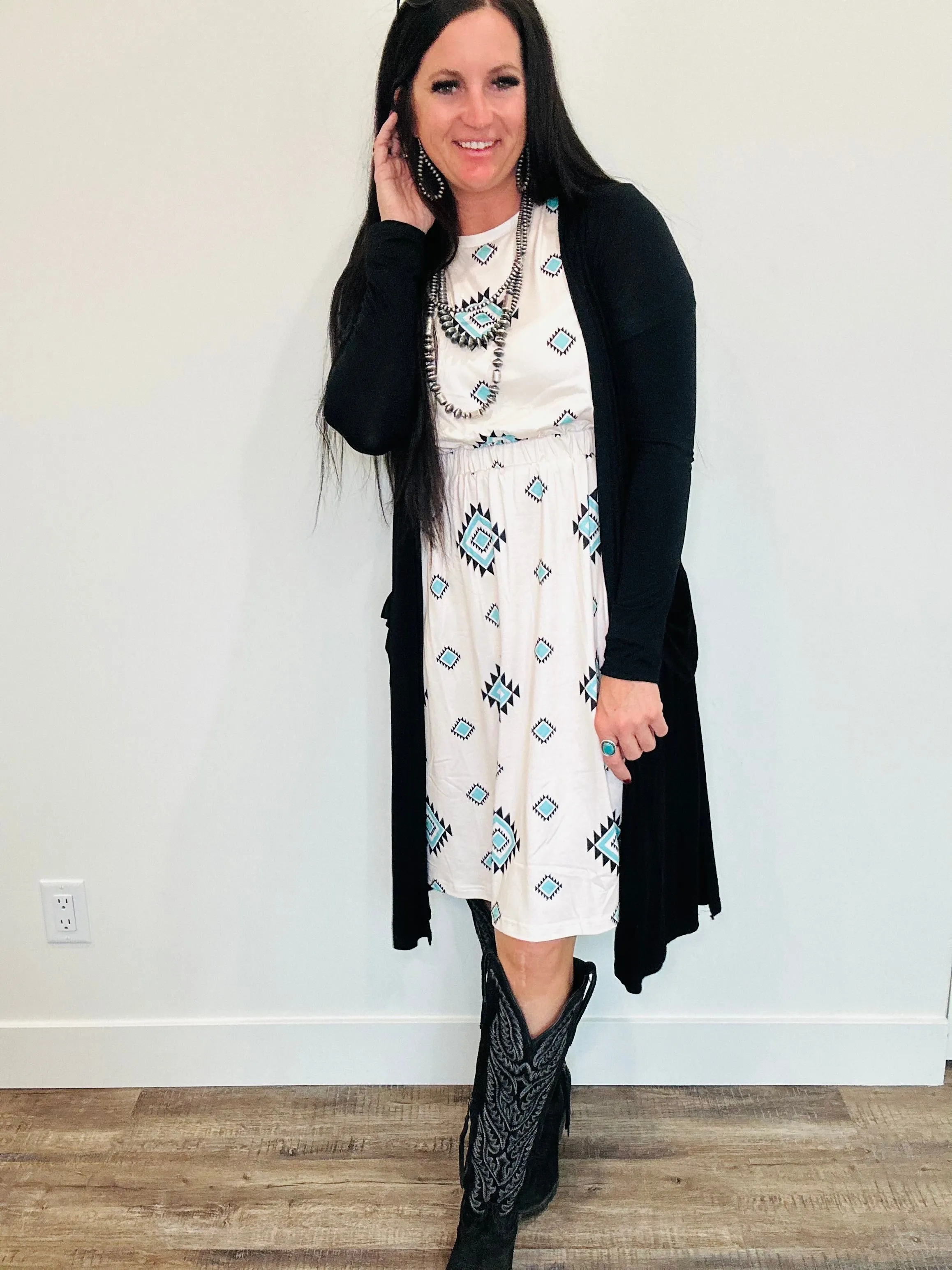Deedee Open Front Black Cardigan