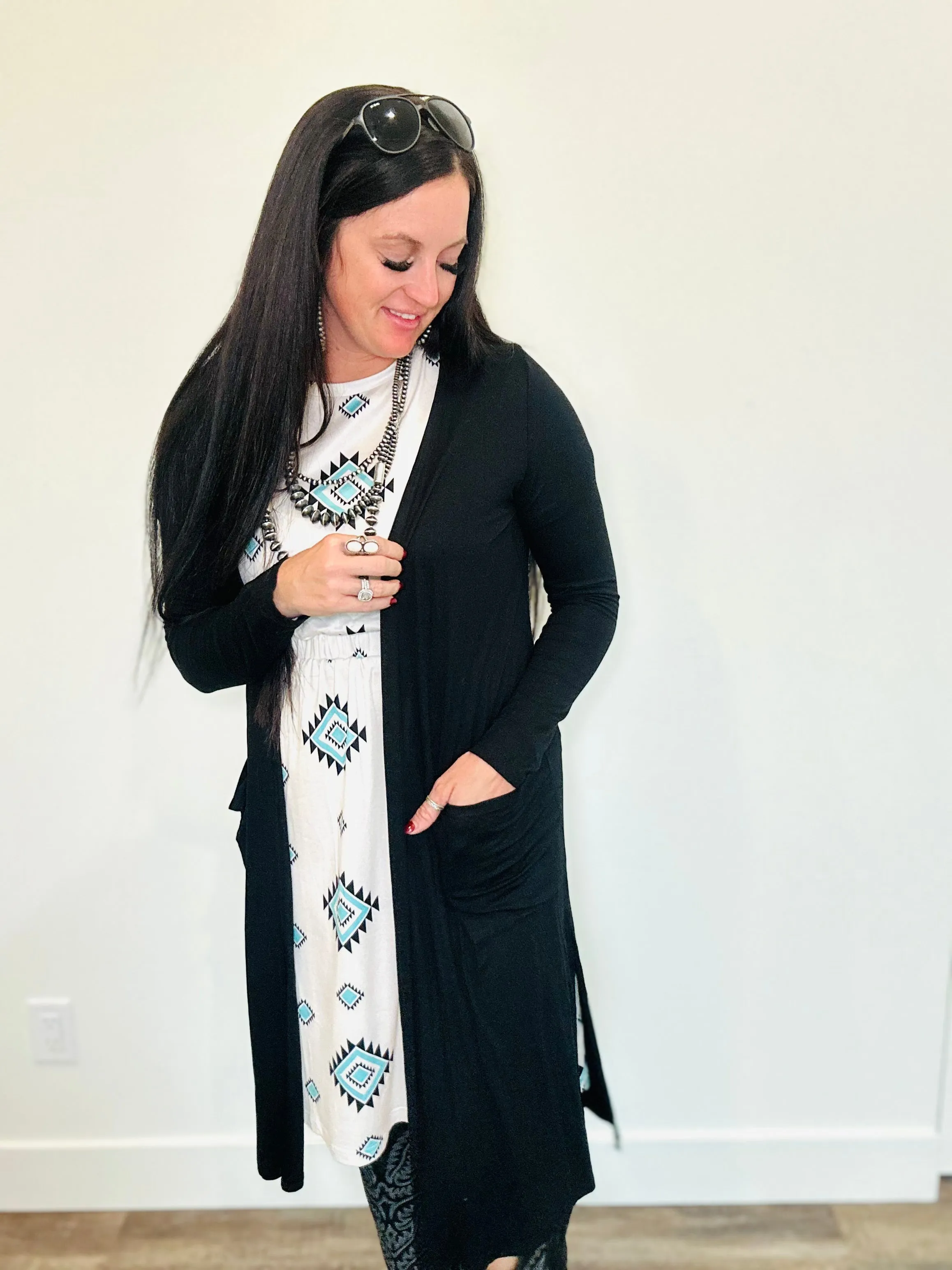 Deedee Open Front Black Cardigan