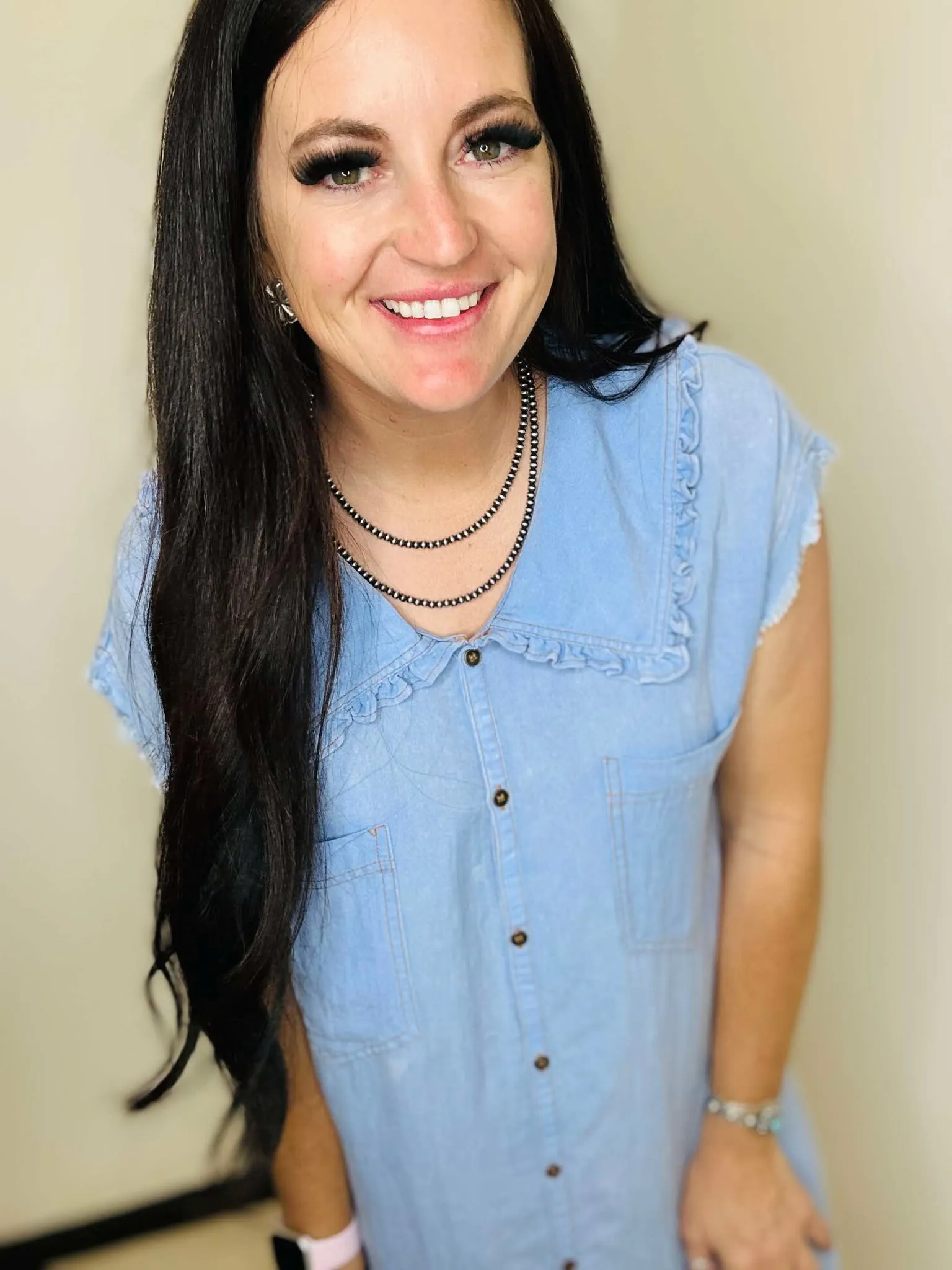 Delaney Denim Peter Pan Collar Shirt Dress