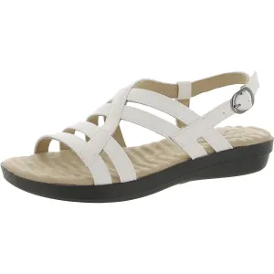 Easy Street Womens Lobo Faux Leather Peep-Toe Slingback Sandals