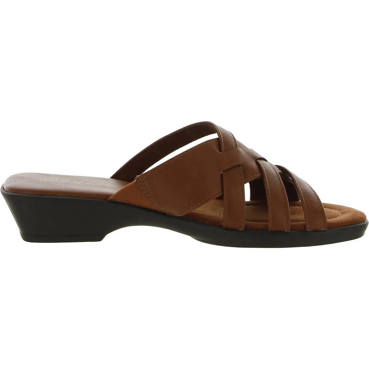 Easy Street Womens Rapid Faux Leather Slip-On Slide Sandals