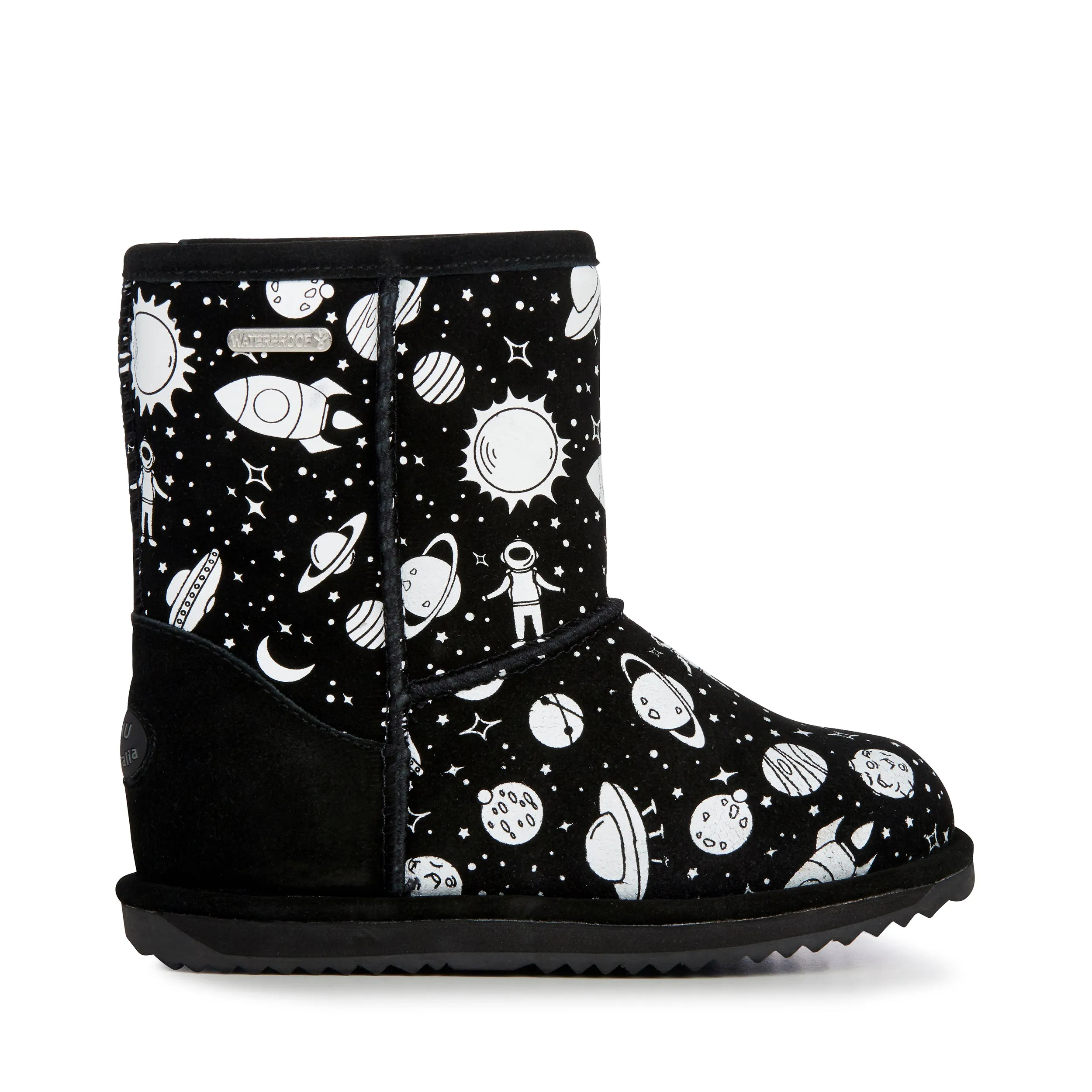 EMU Australia - Waterproof Kids Glow in the Dark Brumby Booties, Outer Space Black