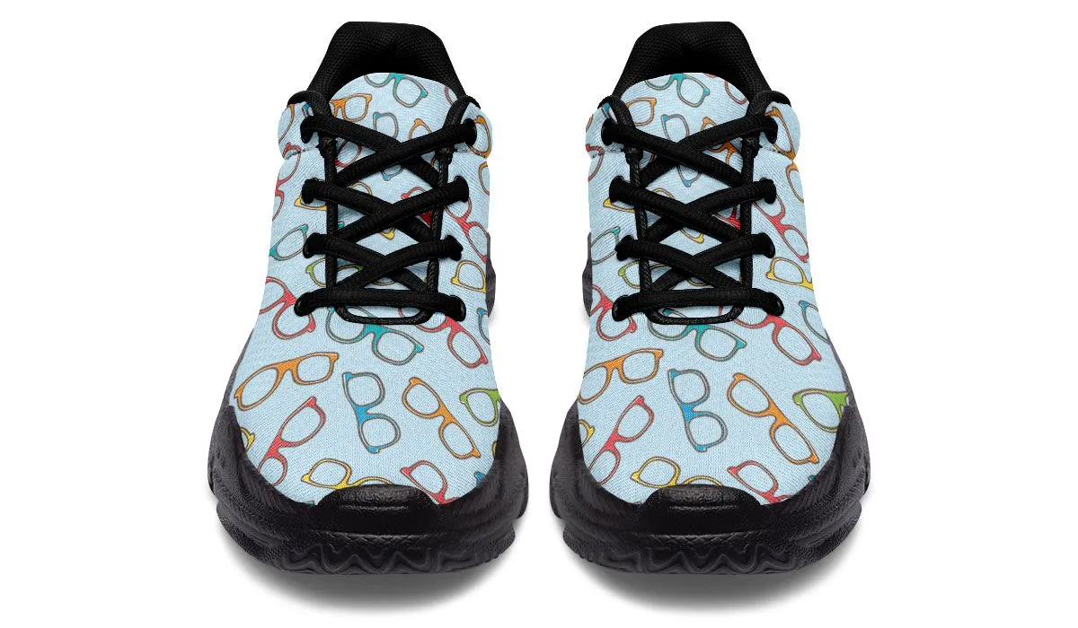 Eye Glasses Pattern Blue Chunky Sneakers