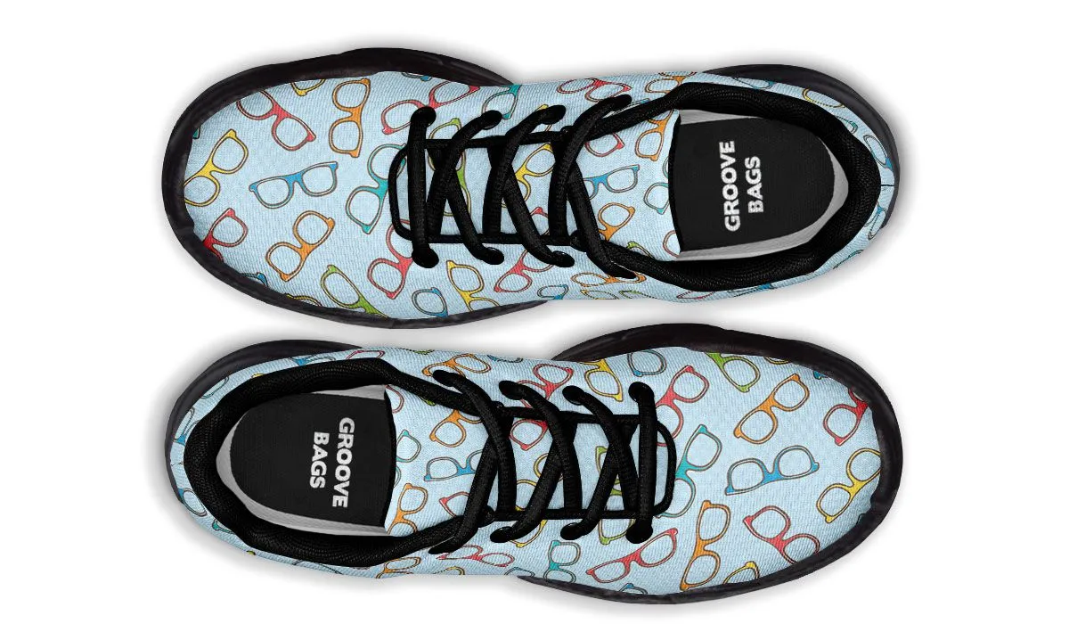 Eye Glasses Pattern Blue Chunky Sneakers