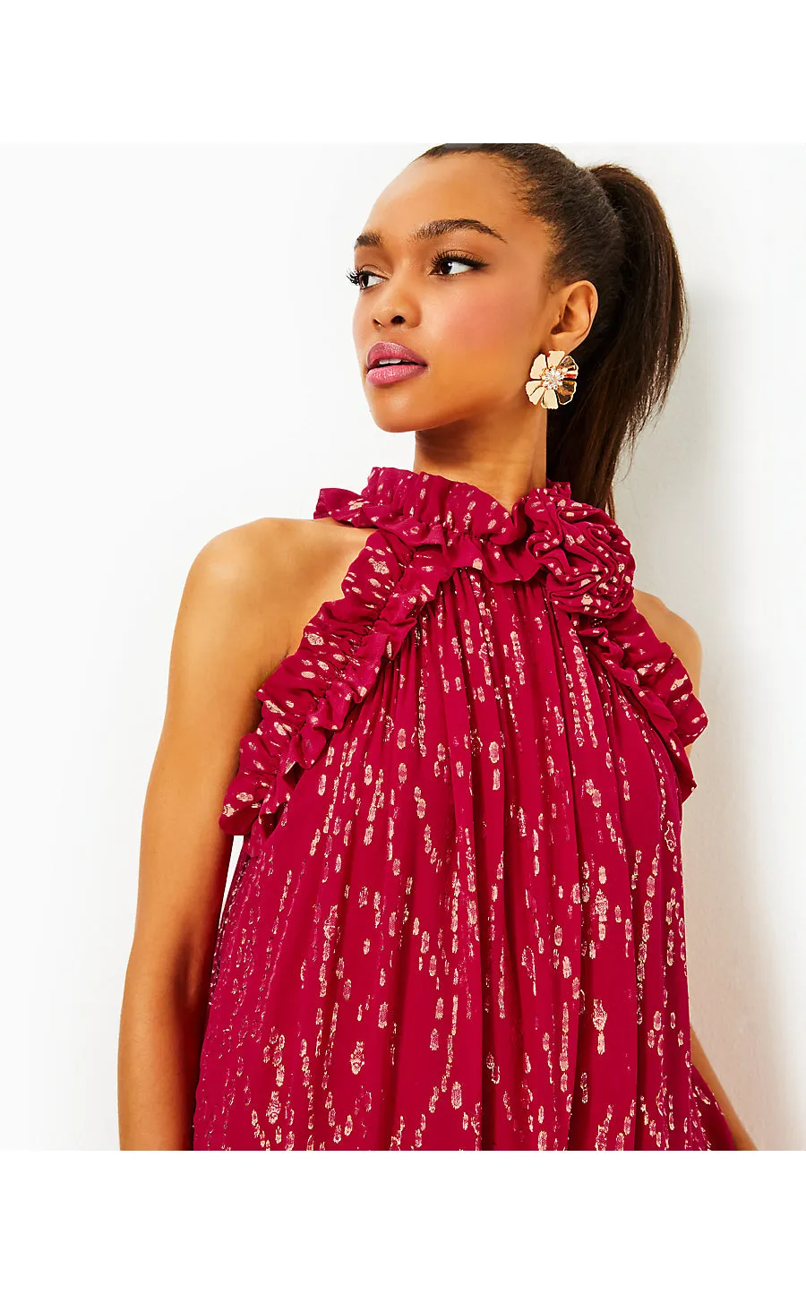 Florian Silk Maxi Dress - Malbec Red - Fish Clip Chiffon