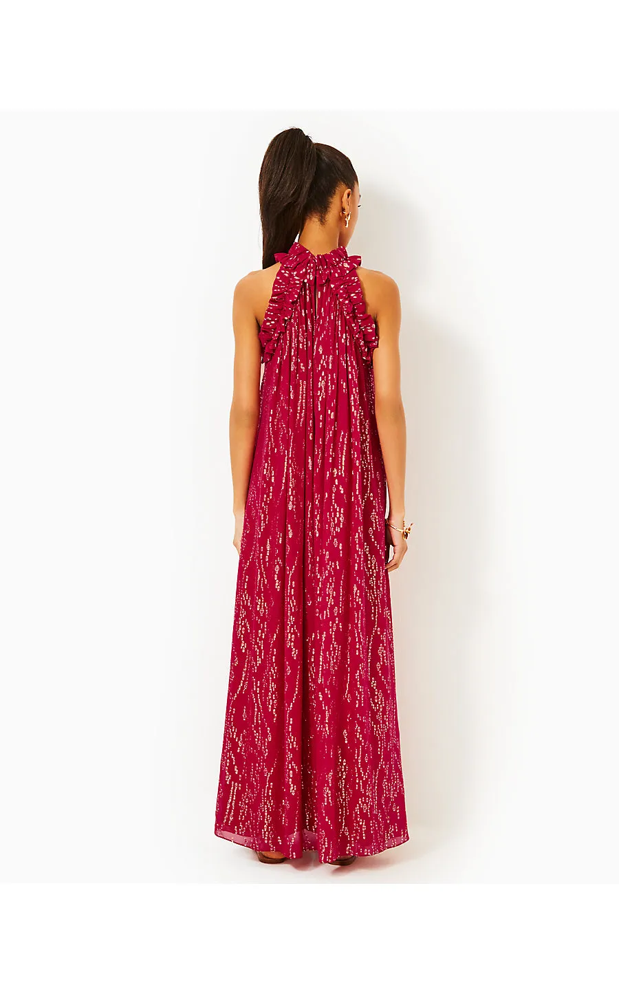 Florian Silk Maxi Dress - Malbec Red - Fish Clip Chiffon
