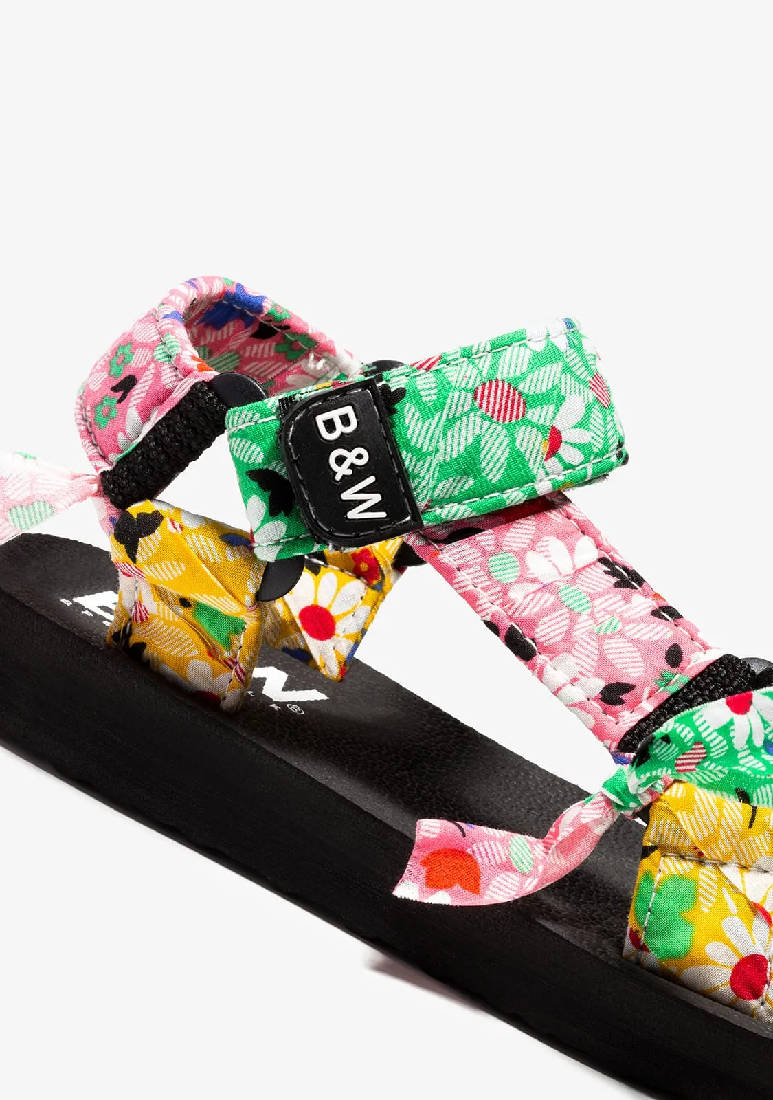 Girl's Multicolour Flowers Sandals B&W