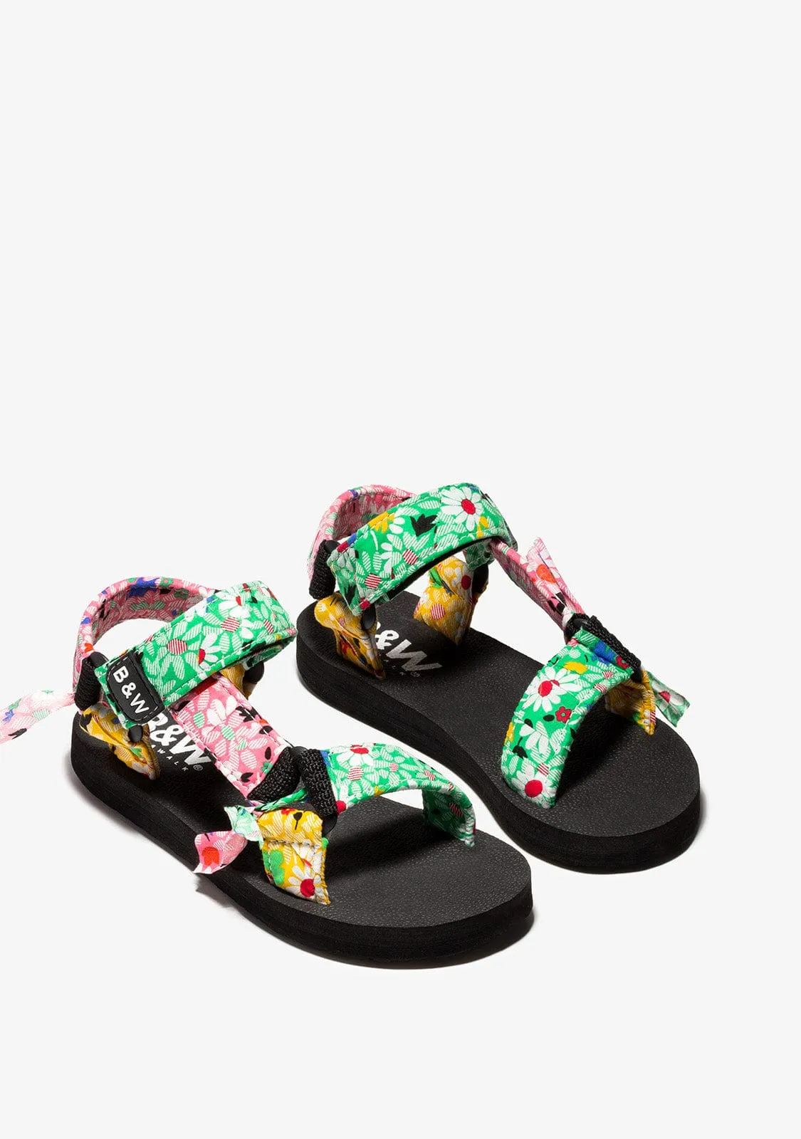 Girl's Multicolour Flowers Sandals B&W