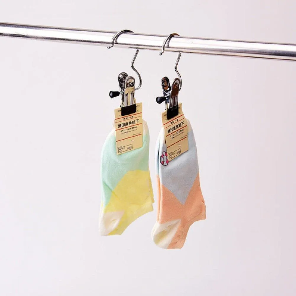 glasstore 6Pcs Stainless Steel Heavy Duty Drying Racks Portable Hanger Clips Laundry Hooks Hanging Clothes Pins Single Clip Scarf Closet Organizer Hanger for Travel and Home