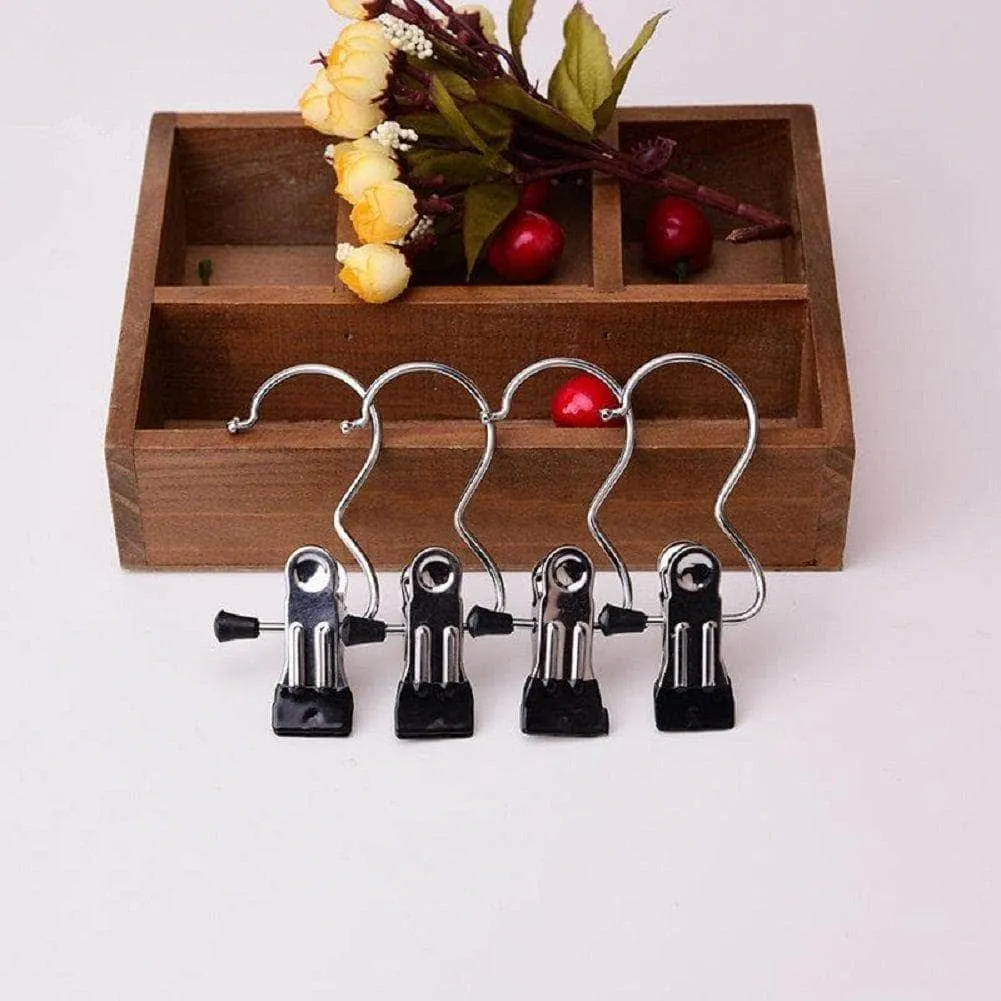 glasstore 6Pcs Stainless Steel Heavy Duty Drying Racks Portable Hanger Clips Laundry Hooks Hanging Clothes Pins Single Clip Scarf Closet Organizer Hanger for Travel and Home